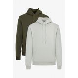 AC&Co / Altınyıldız Classics Erkek Bej Hakı 2'li Paket Standart Fit Normal Kesim Kapüşonlu Kanguru Cepli Sweatshirt Bej Hakı Bej - Haki