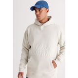 AC&Co / Altınyıldız Classics Erkek Bej Oversize Fit Bol Kesim Kapüşonlu Içi Polarlı 3 Iplik Baskılı Sweatshirt