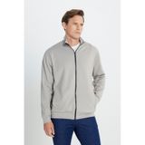 AC&Co / Altınyıldız Classics Erkek Bej Pamuklu Standart Fit Normal Kesim Dik Yaka Cepli Esnek Sweatshirt Bej