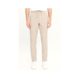 AC&Co / Altınyıldız Classics Erkek Bej Slim Fit Dar Kesim Beli Bağlamalı Çizgili Yan Cepli Casual Jogger Pantolon Bej
