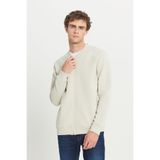 AC&Co / Altınyıldız Classics Erkek Bej Standart Fit Içi Polarlı 3 Iplik Fermuarlı Kolej Yaka Pamuklu Sweatshirt Ceket