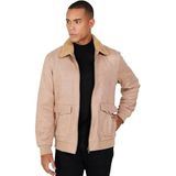 AC&Co / Altınyıldız Classics Erkek Bej Standart Fit Normal Kesim Gömlek Yaka Süet Görünümlü Mont Bej, XL