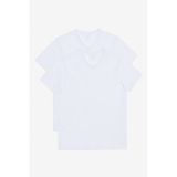 AC&Co / Altınyıldız Classics Erkek Beyaz-beyaz 2'li Slim Fit Dar Kesim V Yaka Tişört Beyaz