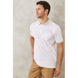 Ac&Co / Altınyıldız Classics Erkek Beyaz-Beyaz Polo Yaka Cepli Regular Fit Bol Kesim Düz Tişört 4A4820200004Bby4XL Beyaz