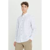Ac&Co / Altınyıldız Classics Erkek Beyaz Hakı Pamuklu Slim Fit Dar Kesim Klasik Yaka Armürlü Gömlek Beyaz Hakı