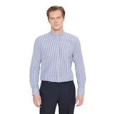 AC&Co Altınyıldız Classics Erkek Beyaz-Lacivert Pamuklu Tailored Slim Fit Çizgili Gömlek S Beden