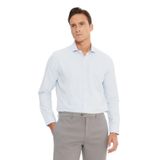 AC&Co / Altınyıldız Classics Erkek BEYAZ-MAVI Slim Fit Dar Kesim İtalyan Yaka Armürlü Pamuklu Basic Gömlek