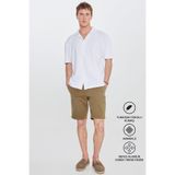 AC&Co / Altınyıldız Classics Erkek Beyaz Pamuklu Comfort Fit Rahat Kesim Hawai Yaka Armürlü Örme Gömlek