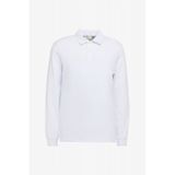 AC&Co / Altınyıldız Classics Erkek Beyaz Pamuklu Slim Fit Dar Kesim Polo Yaka Uzun Kollu Esnek Tişört Beyaz