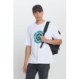 AC&Co / Altınyıldız Classics Erkek Beyaz Real Madrid Lisanslı Oversize Fit Bol Kesim %100 Pamuk Bisiklet Yaka Tişört