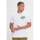 Ac&co / Altınyıldız Classics Erkek Beyaz Standart Fit Normal Kesim %100 Pamuk Baskılı Bisiklet Yaka Tişört