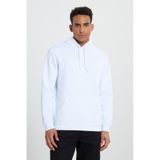 AC&Co / Altınyıldız Classics Erkek Beyaz Standart Fit Normal Kesim Kapüşonlu Kanguru Cepli Pamuklu Sweatshirt Beyaz
