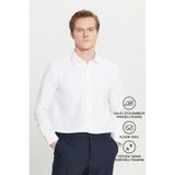 AC&Co / Altınyıldız Classics Erkek Beyaz Terletmez Nefes Alan Pamuklu Slim Fit Dar Kesim Klasik Yaka Gömlek