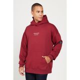 AC&Co / Altınyıldız Classics Erkek Bordo Oversize Fit Bol Kesim Kapüşonlu Içi Polarlı 3 Iplik Pamuklu Sweatshirt