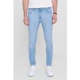 AC&Co / Altınyıldız Classics Erkek Buz Mavisi Ekstra Slim Fit Dar Kesim Rıss Pamuklu Esnek Denim Jean Kot Pantolon
