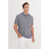 AC&Co / Altınyıldız Classics Erkek Çekmeyen Pamuklu Kumaş Regular Fit Rahat Kesim Lacivert Kıvrılmaz Polo Yaka Cepli Tişört