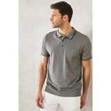 AC&Co / Altınyıldız Classics Erkek Çekmeyen Pamuklu Kumaş Regular Fit Rahat Kesim Siyah Kıvrılmaz Polo Yaka Cepli Tişört