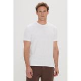 AC&Co / Altınyıldız Classics Erkek Ekru Slim Fit Dar Kesim Pamuklu Bisiklet Yaka Tişört