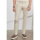 AC&Co / Altınyıldız Classics ERKEK EKRU Slim Fit Dar Kesim Yan Cepli Pamuklu Esnek Armürlü Pantolon