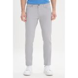 AC&Co / Altınyıldız Classics Erkek Grı 360 Derece Her Yöne Esneyen Slim Fit Dar Kesim Diyagonal Desenli Pantolon