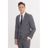 AC&Co / Altınyıldız Classics Erkek Grı Mavı Ekstra Slim Fit Dar Kesim Mono Yaka Kareli Kapak Cepli Takım Elbise Grı Mavı