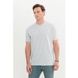 AC&Co / Altınyıldız Classics Erkek Gri Melanj Pamuklu Modern Fit Rahat Kesim Bisiklet Yaka Tişört