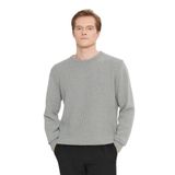 AC&Co Altınyıldız Classics Erkek Gri Melanj Pamuklu Standart Fit Bisiklet Yaka Jakarlı Triko Kazak L