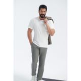 AC&Co / Altınyıldız Classics Erkek Grı Slim Fit Dar Kesim Beli Bağlamalı Yan Cep Gofre Desenli Pantolon Gri
