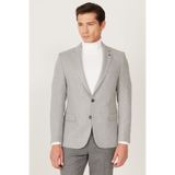 AC&Co / Altınyıldız Classics Erkek Gri Slim Fit Dar Kesim Mono Yaka Desenli Yünlü Blazer Ceket