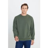 AC&Co / Altınyıldız Classics Erkek Haki 2 Iplik Dokulu Sıcak Tutan Standart Fit Normal Kesim Bisiklet Yaka Sweatshirt