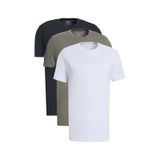 AC&Co / Altınyıldız Classics Erkek Hakı-sıyah-beyaz Slim Fit Bisiklet Yaka 3'lü Tişört Çok Renkli