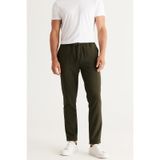 AC&Co / Altınyıldız Classics Erkek Hakı Slim Fit Dar Kesim Beli Bağlamalı Yan Cepli Pantolon