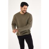 AC&Co / Altınyıldız Classics Erkek Haki Standart Fit Normal Kesim Içi Polarlı 3 Iplik Bisiklet Yaka Pamuklu Sweatshirt