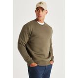 AC&Co / Altınyıldız Classics Erkek Hakı Standart Fit Normal Kesim İçi Polarlı Bisiklet Yaka Sweatshirt Haki