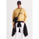 AC&Co / Altınyıldız Classics Erkek Hardal Standart Fit Normal Kesim Içi Polarlı 3 Iplik Bisiklet Yaka Pamuklu Sweatshirt