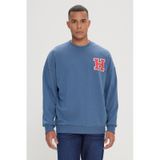AC&Co / Altınyıldız Classics Erkek İndigo Oversize Fit Bol Kesim Harvard Lisanslı Pamuklu Bisiklet Yaka Sweatshirt İndigo