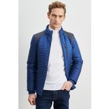 AC&Co / Altınyıldız Classics Erkek Indıgo Standart Fit Normal Kesim Soğuk Hava Geçirmez Desenli Şişme Mont