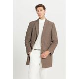 AC&Co / Altınyıldız Classics Erkek Kahverengı Standart Fit Normal Kesim Mono Yaka Armürlü Kapak Cepli Palto Kahverengi