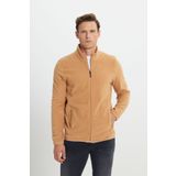 AC&Co / Altınyıldız Classics Erkek Karamel Anti-pilling Tüylenme Yapmayan Standart Fit Dik Bato Yaka Sweatshirt Polar Ceket