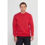 AC&Co / Altınyıldız Classics Erkek Kırmızı Standart Fit Normal Kesim Içi Polarlı 3 Iplik Bisiklet Yaka Pamuklu Sweatshirt