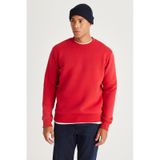 AC&Co / Altınyıldız Classics Erkek Kırmızı Standart Fit Normal Kesim İçi Polarlı Bisiklet Yaka Sweatshirt Kırmızı