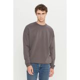 AC&Co / Altınyıldız Classics Erkek Koyu Gri Oversize Fit Bol Kesim Pamuklu Içi Polarlı 3 Iplik Bisiklet Yaka Sweatshirt