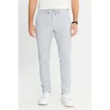 AC&Co / Altınyıldız Classics Erkek Koyu Grı Slim Fit Dar Kesim Beli Bağlamalı Çizgili Yan Cepli Casual Jogger Pantolon Koyu Gri