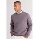 AC&Co / Altınyıldız Classics Erkek Koyu Grı Standart Fit Normal Kesim İçi Polarlı Bisiklet Yaka Sweatshirt Koyu Gri