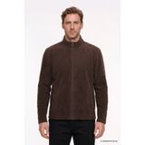 AC&Co / Altınyıldız Classics Erkek Koyu Kahve Anti-pilling Tüylenme Yapmayan Standart Fit Dik Bato Yaka Sweatshirt Polar Ceket