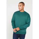 AC&Co / Altınyıldız Classics Erkek Koyu Yeşil Oversize Fit Bol Kesim Pamuklu Içi Polarlı 3 Iplik Bisiklet Yaka Sweatshirt