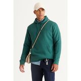 AC&Co / Altınyıldız Classics Erkek Koyu Yeşil Standart Fit Normal Kesim Içi Polarlı 3 Iplik Kapüşonlu Pamuklu Sweatshirt