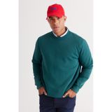 AC&Co / Altınyıldız Classics Erkek Koyu Yesıl Standart Fit Normal Kesim İçi Polarlı Bisiklet Yaka Sweatshirt Koyu Yeşil