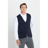AC&Co / Altınyıldız Classics Erkek Lacı Pamuklu Standart Fit Normal Kesim V Yaka Jakarlı Triko Yelek Lacı