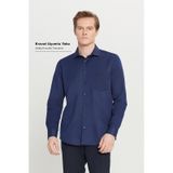 AC&Co / Altınyıldız Classics Erkek Lacı Pamuklu Tailored Slim Fit Dar Kesim Klasik Yaka Armürlü Cepli Gömlek Lacı